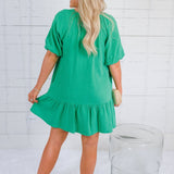 Parton Kelly Green Gauze Mini Dress Elan