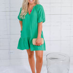 Parton Kelly Green Gauze Mini Dress Elan