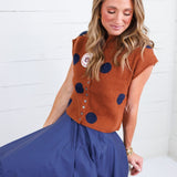 Paschal Rust + Navy Dot Cap Sleeve Sweater Entro