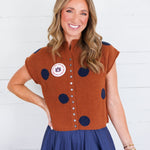 Paschal Rust + Navy Dot Cap Sleeve Sweater Entro