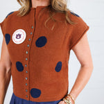 Paschal Rust + Navy Dot Cap Sleeve Sweater Entro
