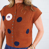 Paschal Rust + Navy Dot Cap Sleeve Sweater Entro
