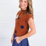 Paschal Rust + Navy Dot Cap Sleeve Sweater Entro