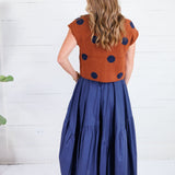 Paschal Rust + Navy Dot Cap Sleeve Sweater Entro