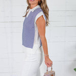 Patriot Navy Stripe Sleeveless Sweater Karlie