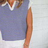 Patriot Navy Stripe Sleeveless Sweater Karlie