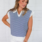 Patriot Navy Stripe Sleeveless Sweater Karlie