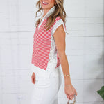 Patriot Red Stripe Sleeveless Sweater Karlie