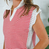 Patriot Red Stripe Sleeveless Sweater Karlie