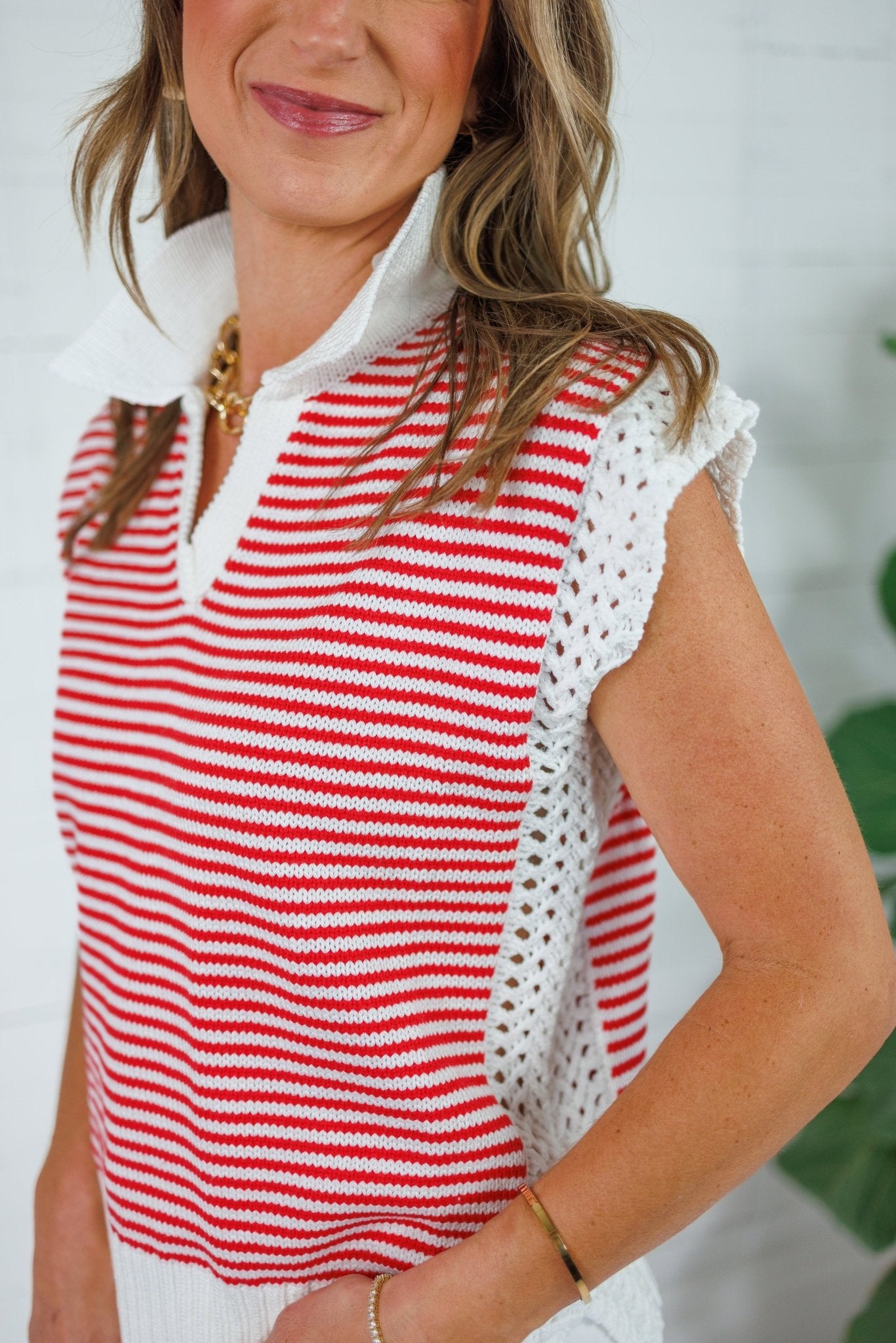 Patriot Red Stripe Sleeveless Sweater Karlie