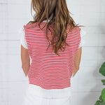 Patriot Red Stripe Sleeveless Sweater Karlie