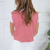 Patriot Red Stripe Sleeveless Sweater Karlie