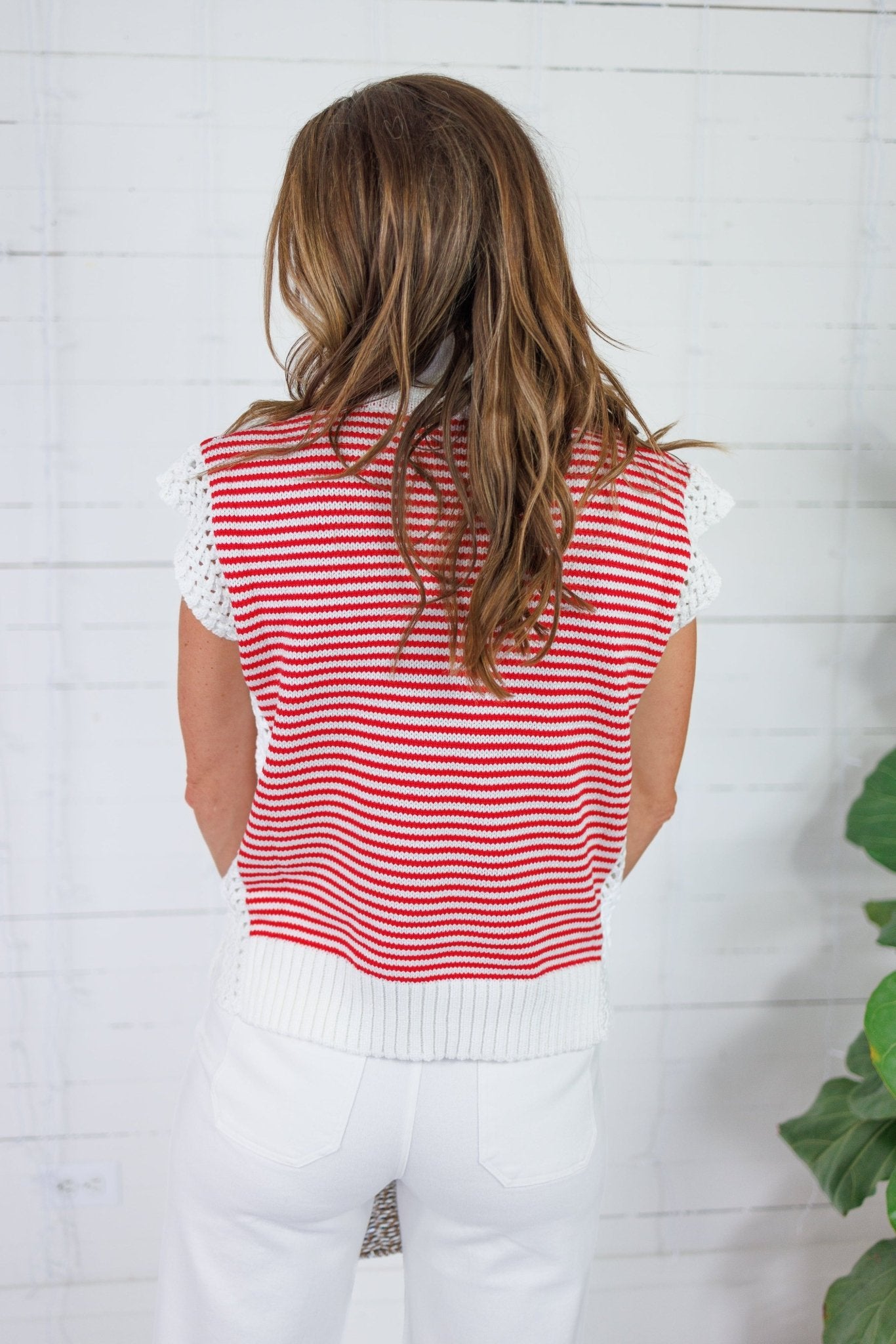 Patriot Red Stripe Sleeveless Sweater Karlie
