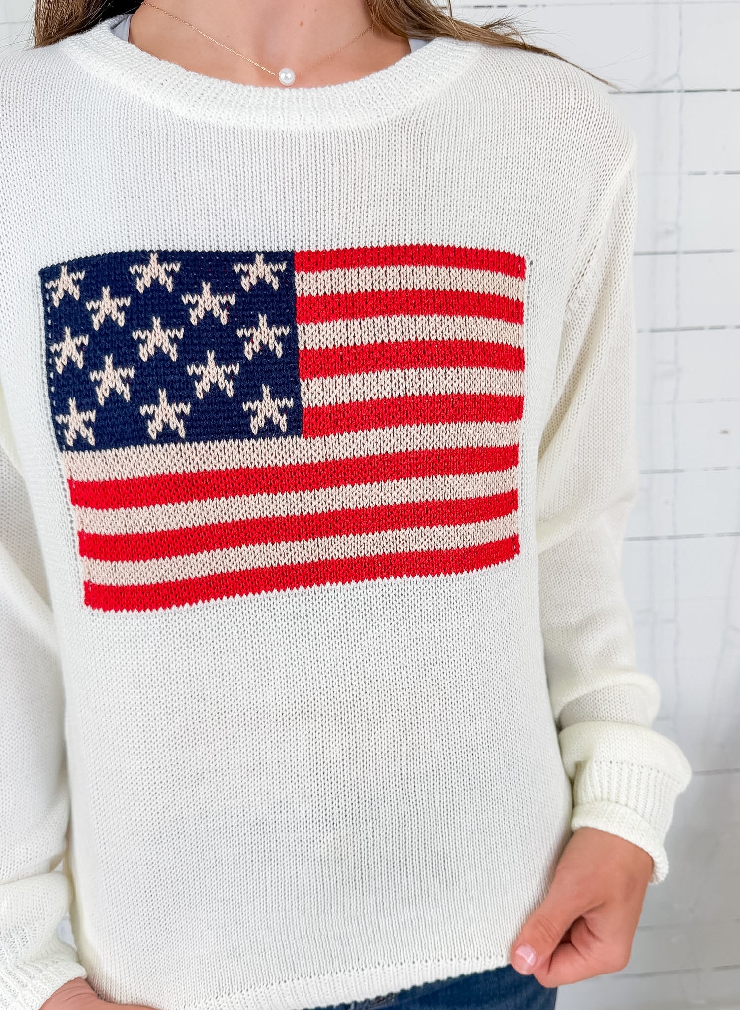 Patriot White Flag Sweater Sunday Edition