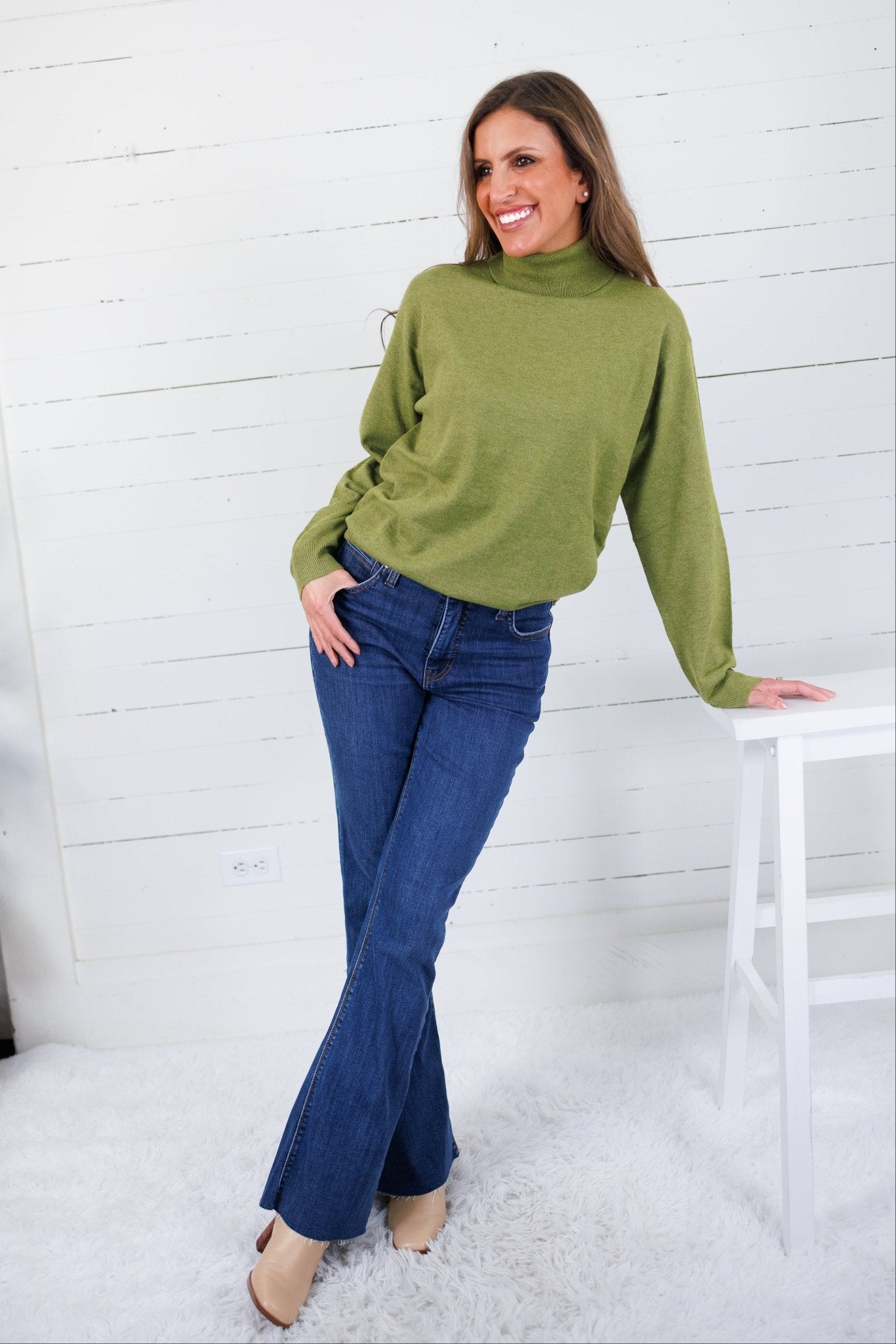 Patsy Lime Green Turtleneck Sweater Molly Bracken