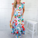Paula Artist Floral Ric Rac Maxi Dress Karlie