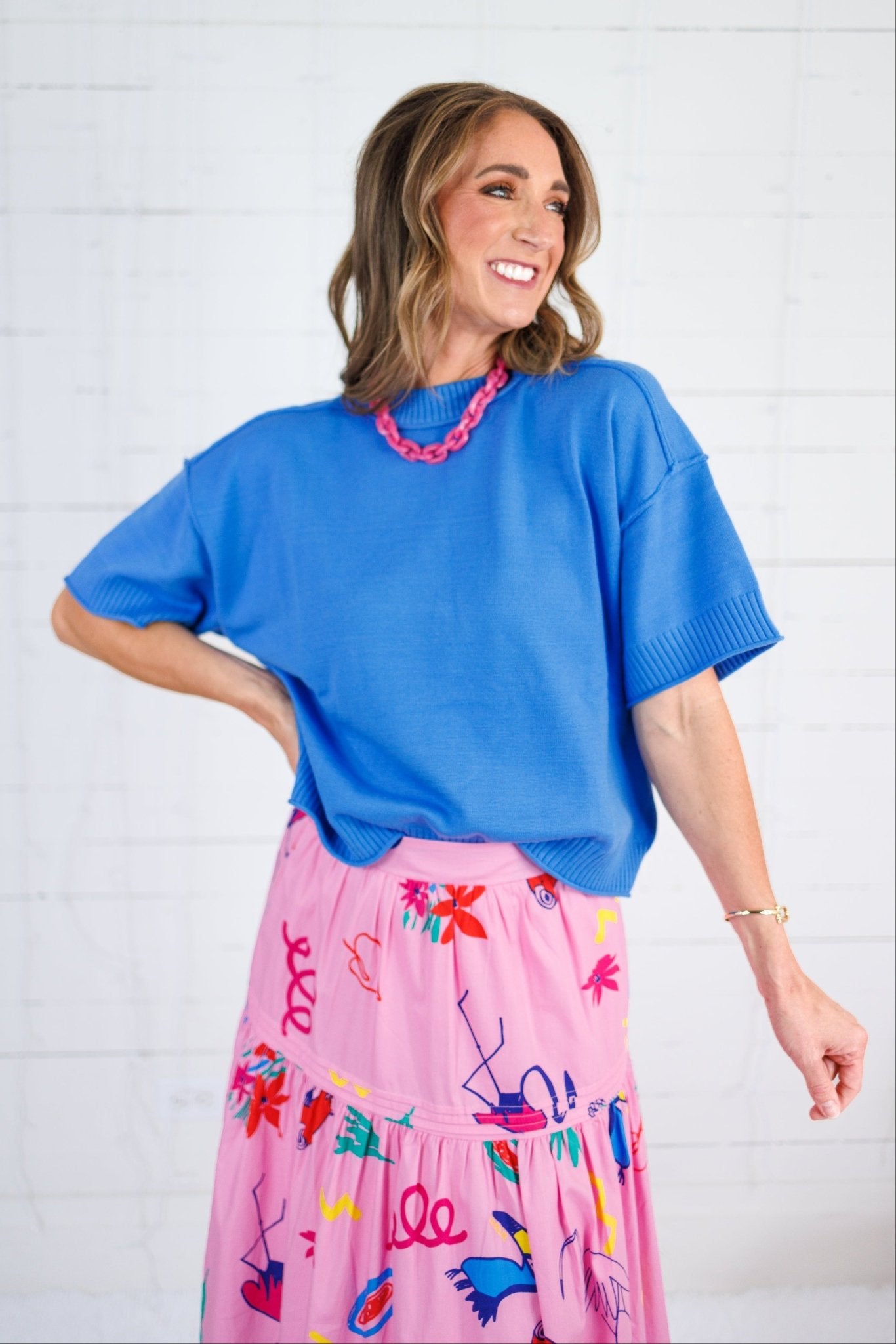 Paula Blue Boxy Sweater GLAM