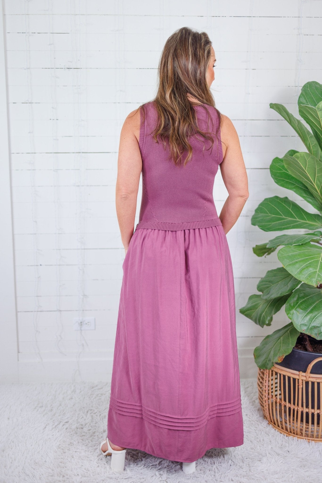 Paula Orchid Mixed Media Maxi Dress Be Cool