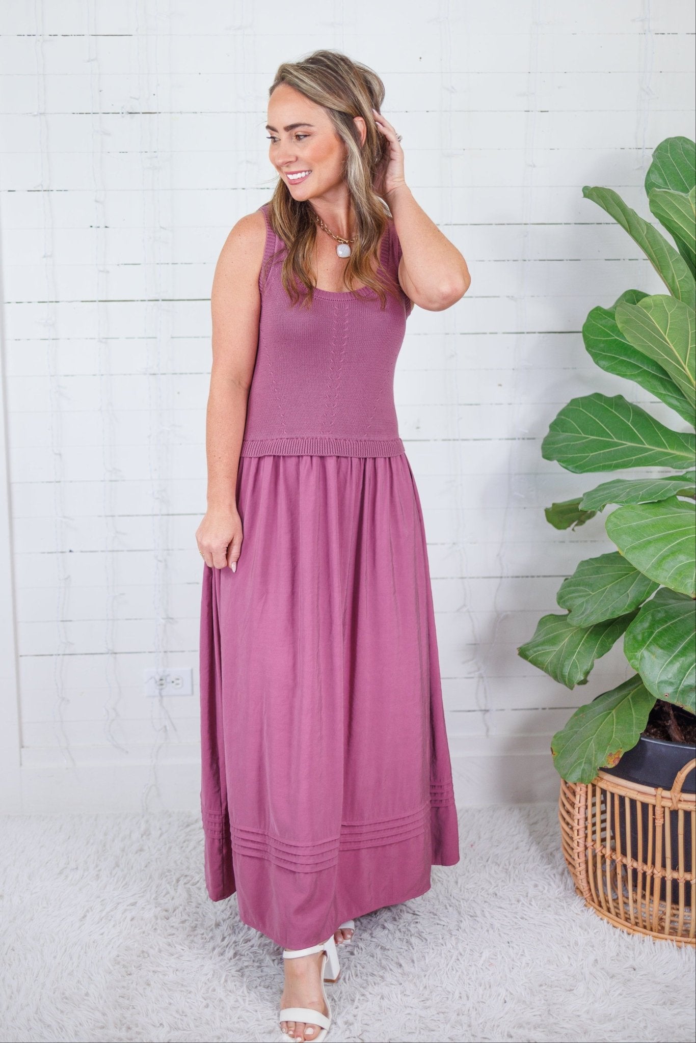 Paula Orchid Mixed Media Maxi Dress Be Cool