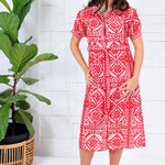 Paulette Pink + Raspberry Midi Dress