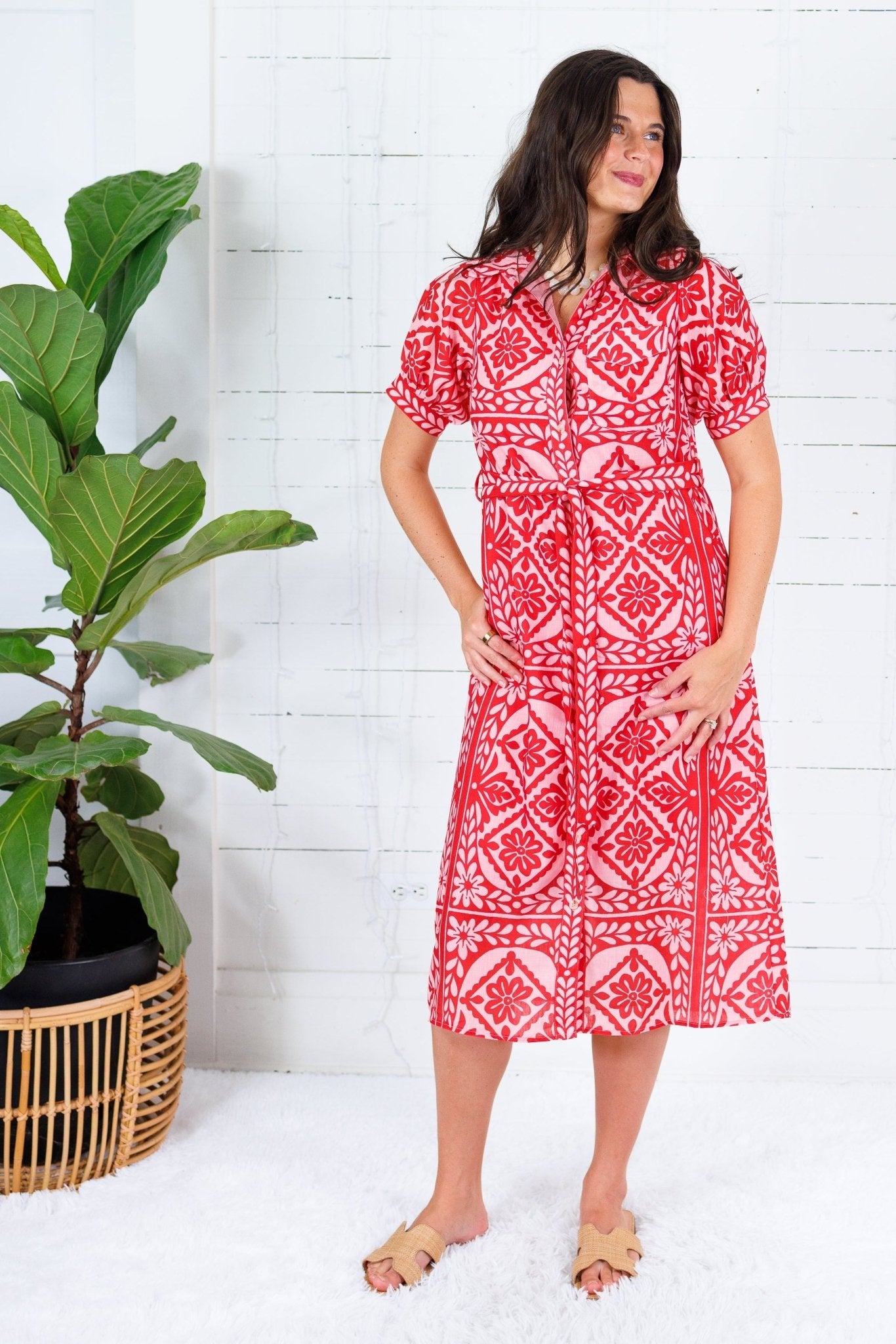 Paulette Pink + Raspberry Midi Dress