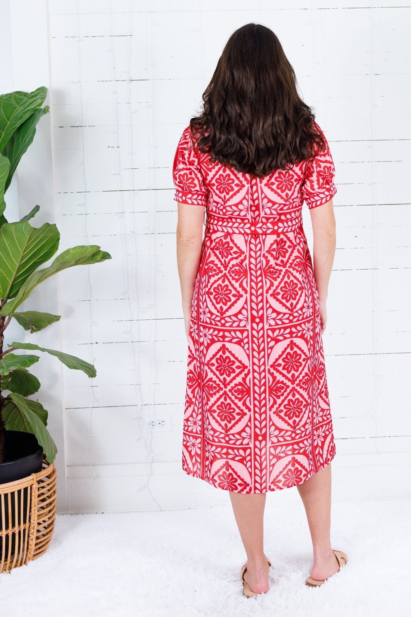 Paulette Pink + Raspberry Midi Dress