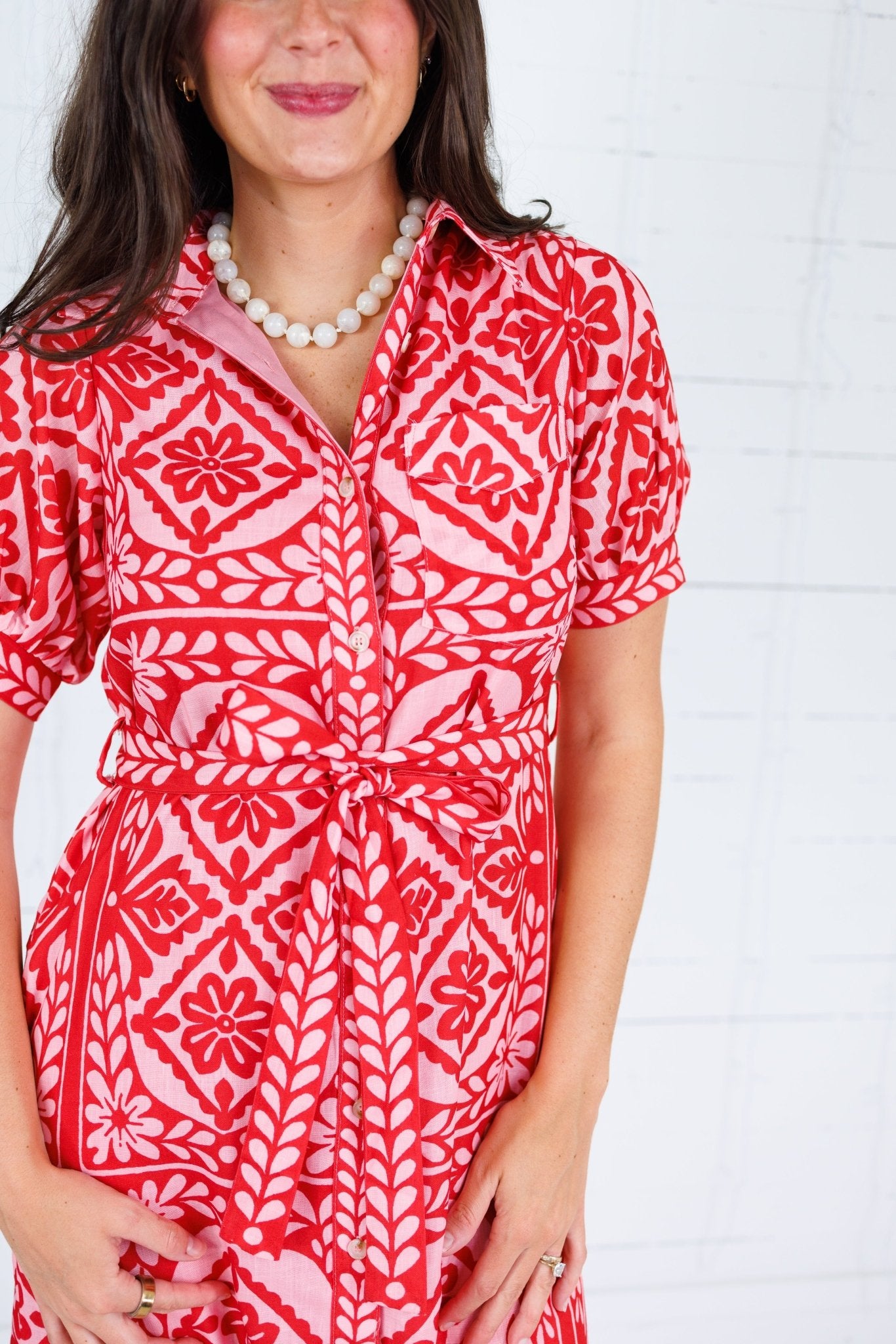 Paulette Pink + Raspberry Midi Dress
