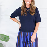 Pauline Navy Raw Edge Sweater Blu Pepper