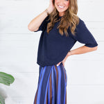 Pauline Navy Raw Edge Sweater Blu Pepper
