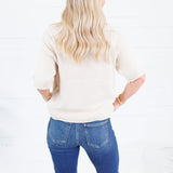 Pauline Oatmeal Raw Edge Sweater Blu Pepper