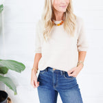 Pauline Oatmeal Raw Edge Sweater Blu Pepper