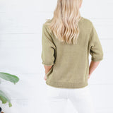 Pauline Olive Raw Edge Sweater Blu Pepper