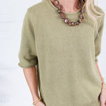 Pauline Olive Raw Edge Sweater Blu Pepper