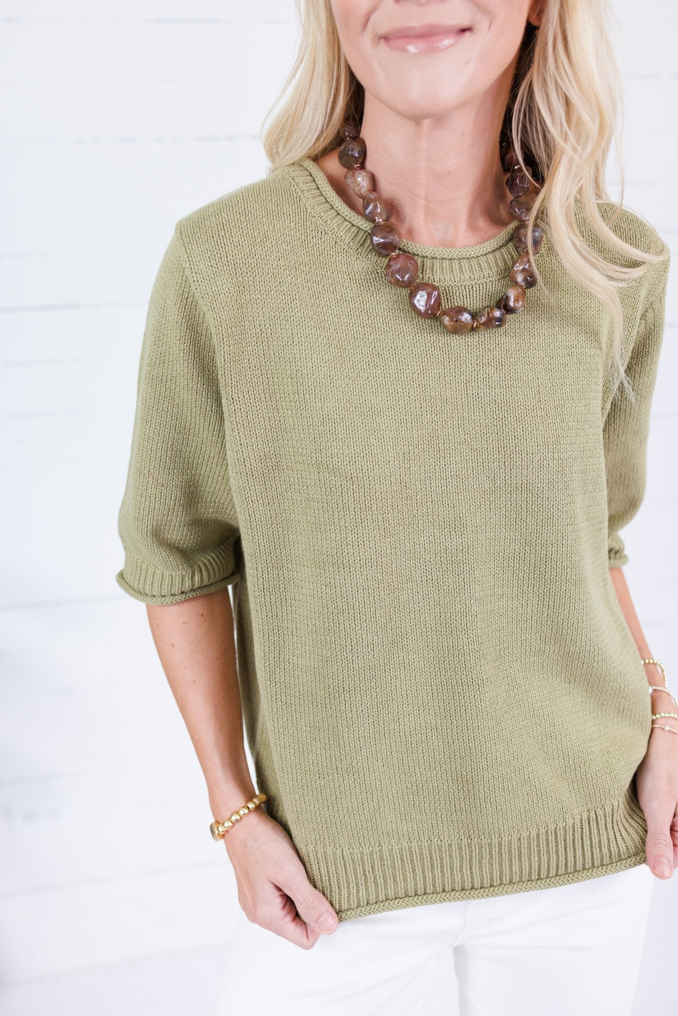 Pauline Olive Raw Edge Sweater Blu Pepper