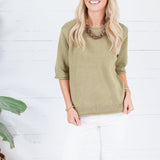 Pauline Olive Raw Edge Sweater Blu Pepper