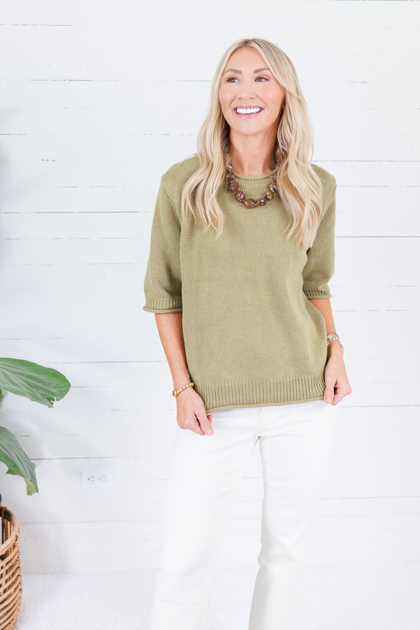 Pauline Olive Raw Edge Sweater Blu Pepper