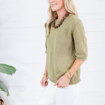 Pauline Olive Raw Edge Sweater Blu Pepper