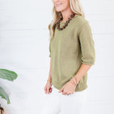 Pauline Olive Raw Edge Sweater Blu Pepper