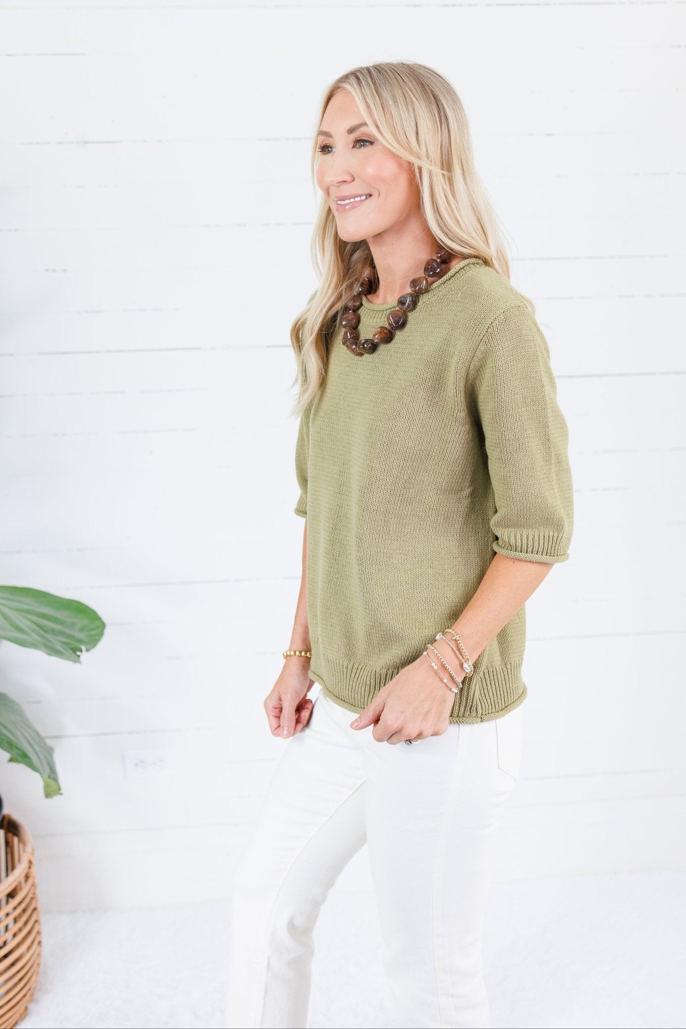Pauline Olive Raw Edge Sweater Blu Pepper