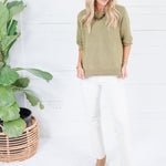 Pauline Olive Raw Edge Sweater Blu Pepper