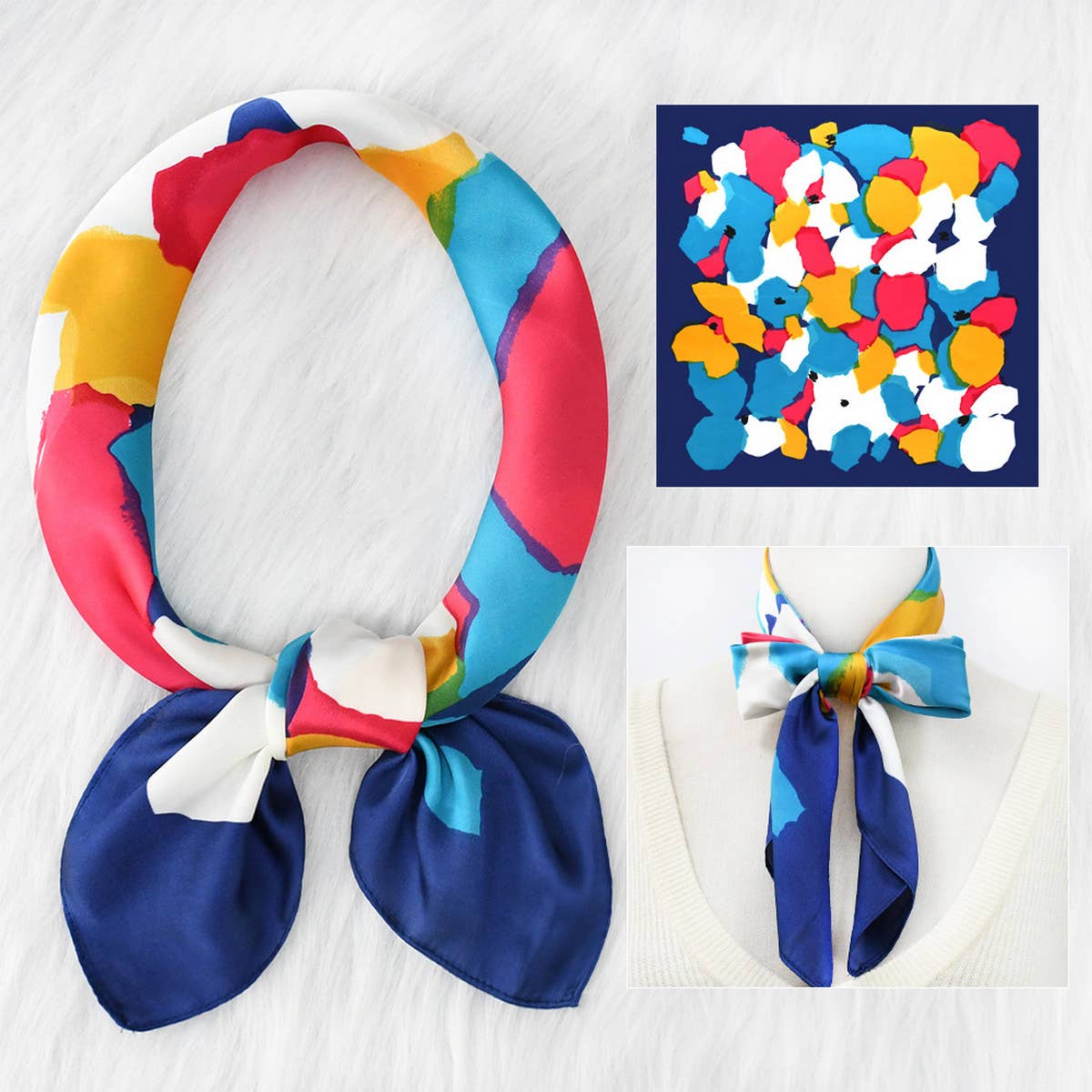 Colorful headband with a bow on a white background