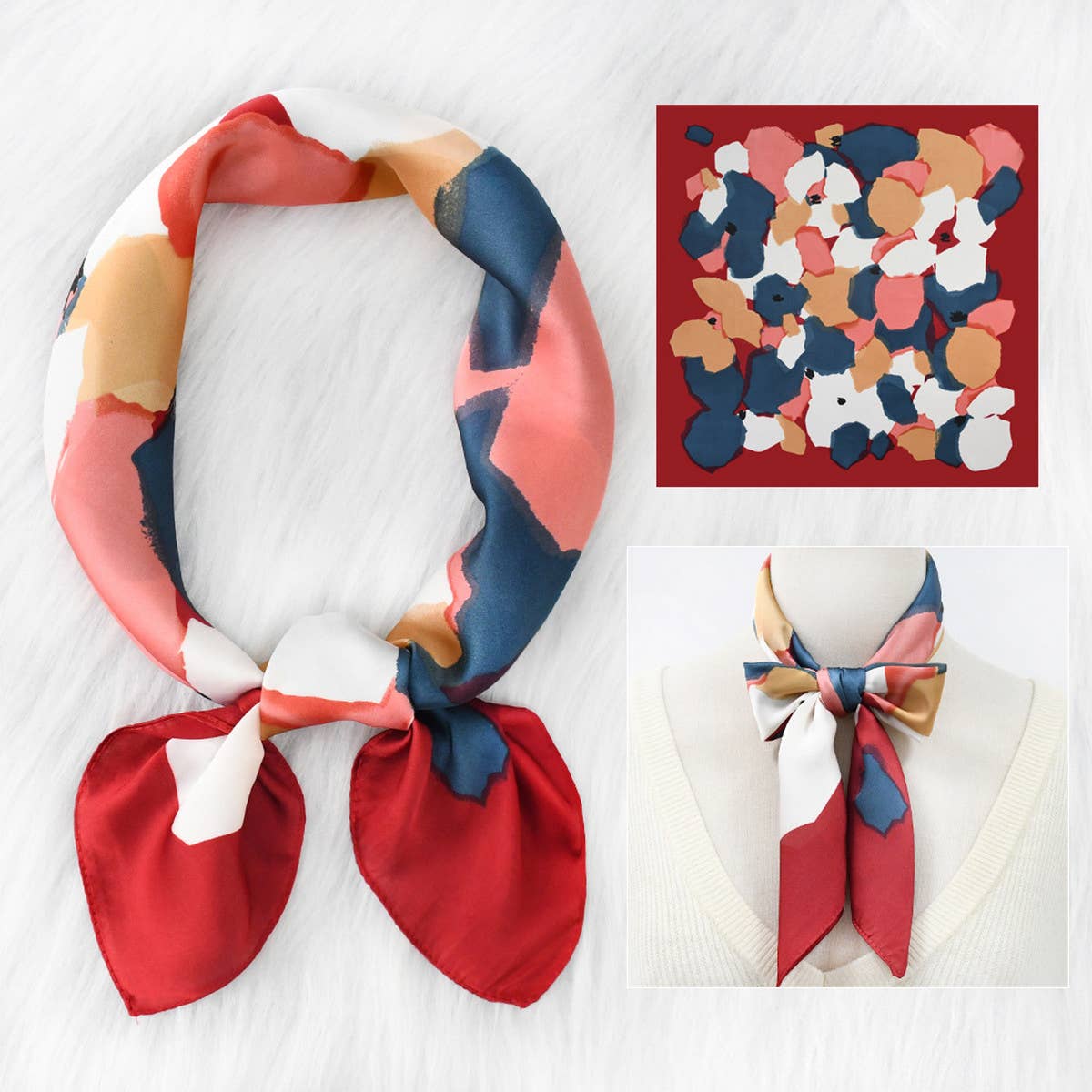 Colorful scarf with a pattern on a white background