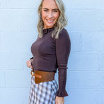 Paulson Brown Ruffle Sweater Compania Fantastica