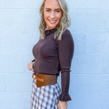 Paulson Brown Ruffle Sweater Compania Fantastica