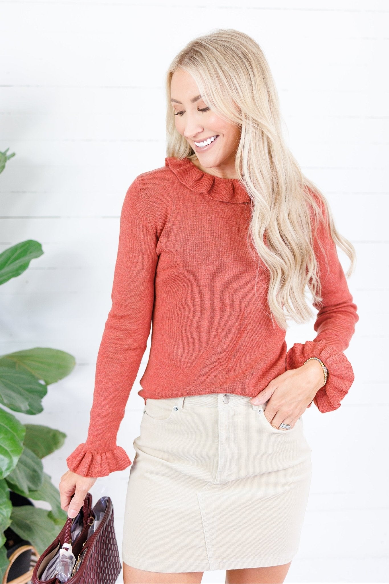 Paulson Persimmon Ruffle Sweater Compania Fantastica