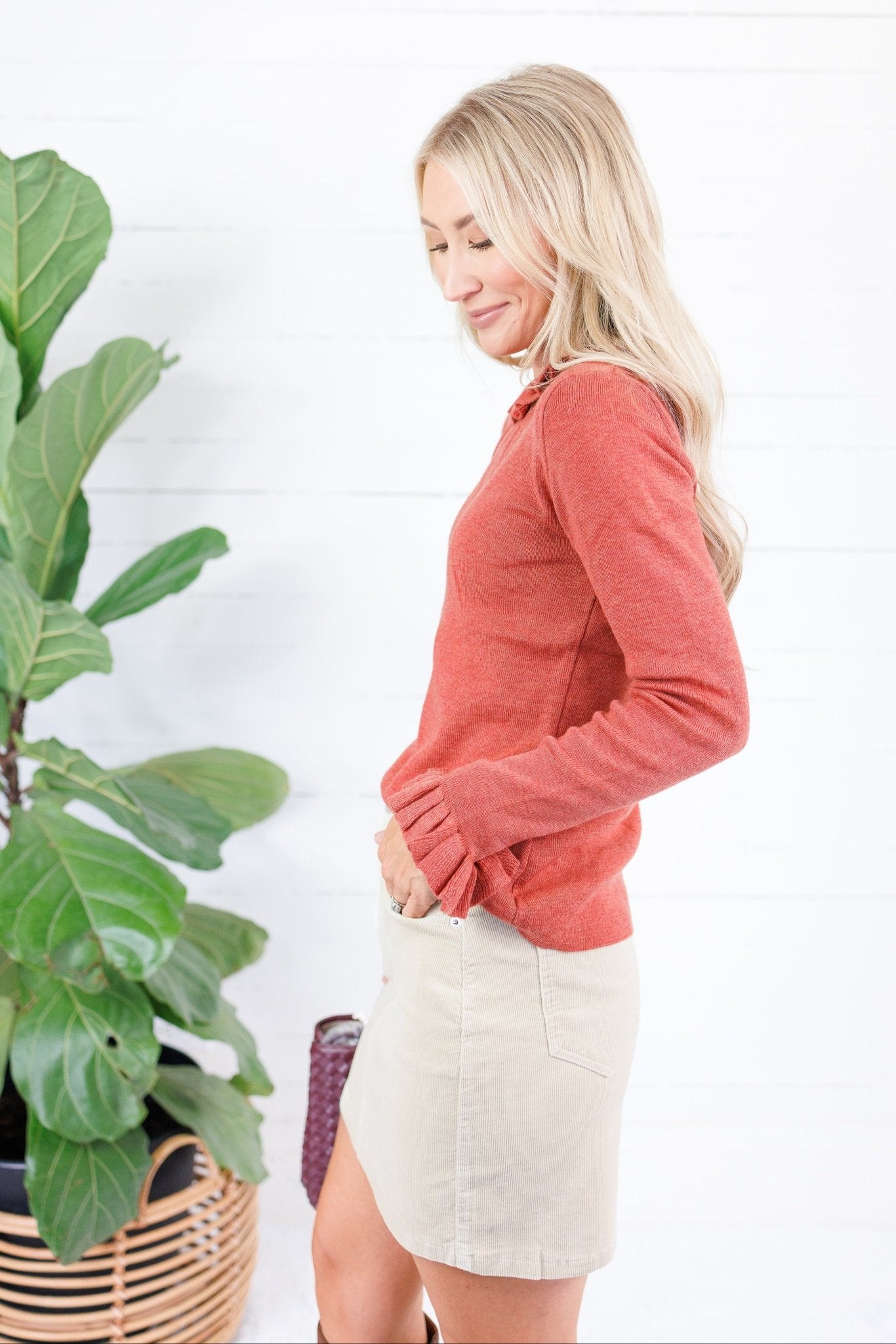 Paulson Persimmon Ruffle Sweater Compania Fantastica