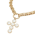 Pearl Cross + Chunky Gold Chain Necklace - A3 Accessories - Jewelry - Clover + Bee