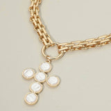 Pearl Cross + Chunky Gold Chain Necklace - A3 Accessories - Jewelry - Clover + Bee
