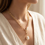 Pearl Pendant + Gold Chain Necklace - A3 Accessories - Jewelry - Clover + Bee