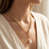 Pearl Pendant + Gold Chain Necklace - A3 Accessories - Jewelry - Clover + Bee